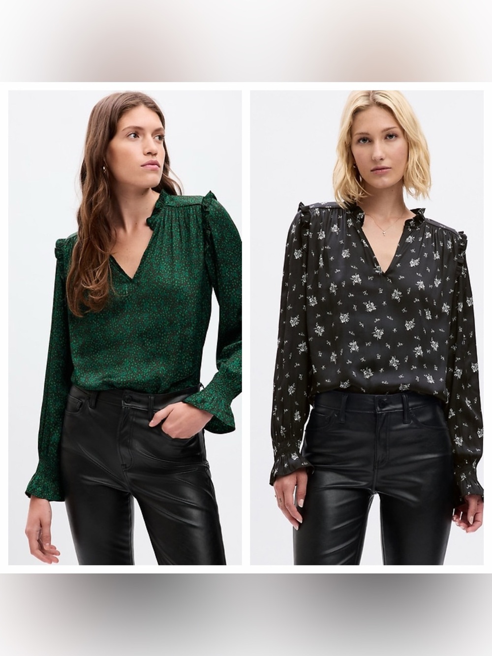 Two GAP Satin V-Neck Tops